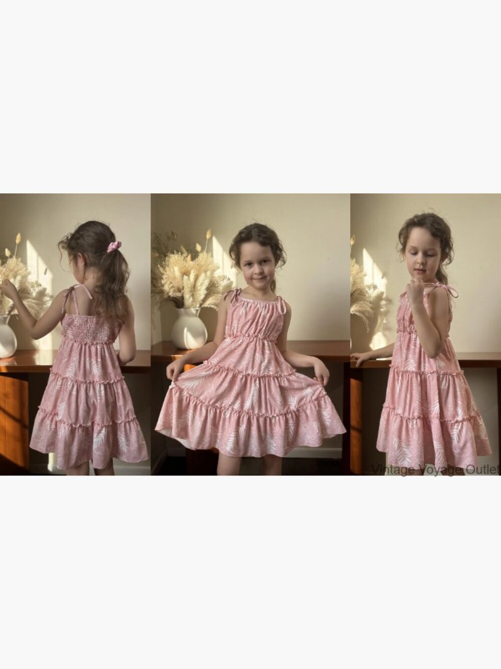 Girls Tiered Ruffle Cami Sundress Midi Summer Dress Spaghetti Strap - Picture 7 of 7